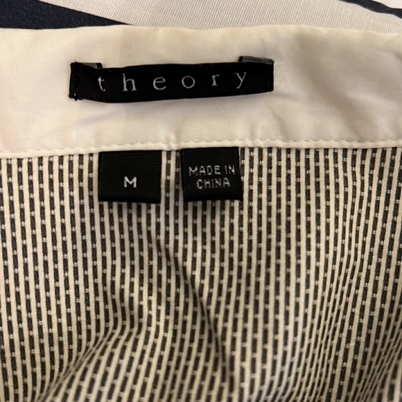 Theory Striped White Collar French Cuff Button Down Size Medium - Picture 9 of 11